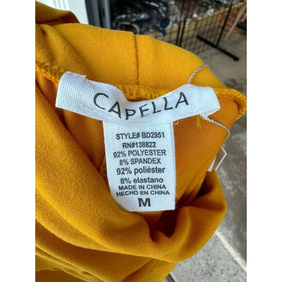 NWT Capella Yellow Minimalist Lagenlook Long Sleeve Turtleneck A-Line Dress  M - Picture 3 of 8